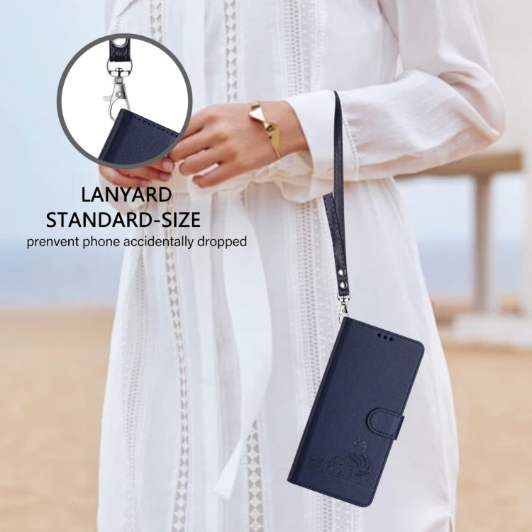 For Blackview A53 Cat Rat Embossed Pattern RFID Leather Phone Case with Lanyard(Blue) - More Brand by PMC TechLife | Online Shopping South Africa | PMC TechLife | Buy Now Pay Later Mobicred