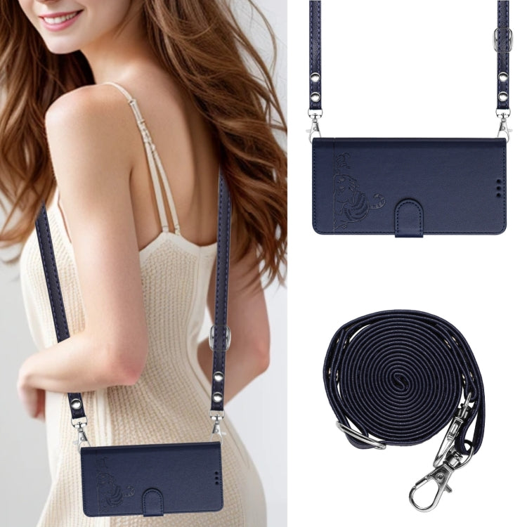 For Blackview A53 Cat Rat Embossed Pattern RFID Leather Phone Case with Lanyard(Blue) - More Brand by PMC TechLife | Online Shopping South Africa | PMC TechLife | Buy Now Pay Later Mobicred
