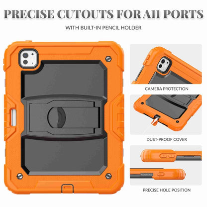 For iPad Pro 11 2024 Silicone Hydric PC Tablet Case with Shoulder Strap & Holder(Orange) - iPad Pro 11 2024 Cases by PMC Jewellery | Online Shopping South Africa | PMC Jewellery | Buy Now Pay Later Mobicred