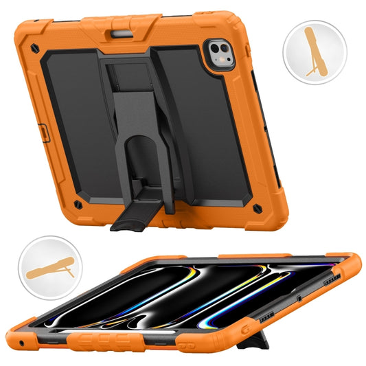 For iPad Pro 13 2024 Silicone Hydric PC Tablet Case with Shoulder Strap & Holder(Orange) - iPad Pro 13 2024 Cases by PMC Jewellery | Online Shopping South Africa | PMC Jewellery | Buy Now Pay Later Mobicred