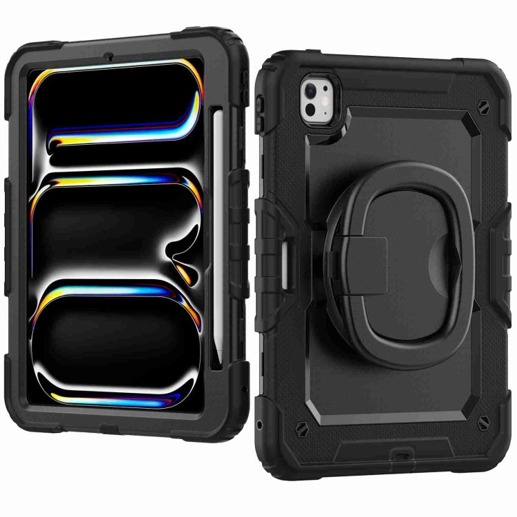 For iPad Pro 11 2024 Handle Silicone Hydric PC Tablet Case with Shoulder Strap(Black) - iPad Pro 11 2024 Cases by PMC TechLife | Online Shopping South Africa | PMC TechLife | Buy Now Pay Later Mobicred