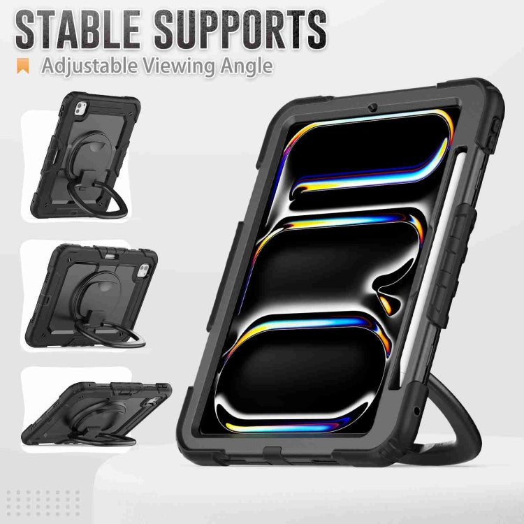 For iPad Pro 11 2024 Handle Silicone Hydric PC Tablet Case with Shoulder Strap(Black) - iPad Pro 11 2024 Cases by PMC TechLife | Online Shopping South Africa | PMC TechLife | Buy Now Pay Later Mobicred