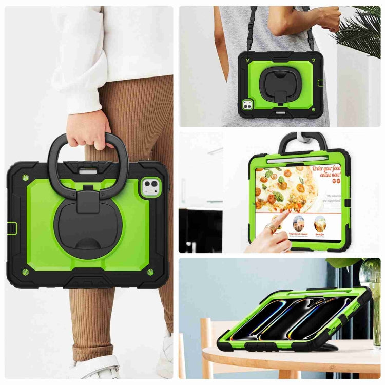 For iPad Pro 11 2024 Handle Silicone Hydric PC Tablet Case with Shoulder Strap(Yellow Green PC) - iPad Pro 11 2024 Cases by PMC TechLife | Online Shopping South Africa | PMC TechLife | Buy Now Pay Later Mobicred