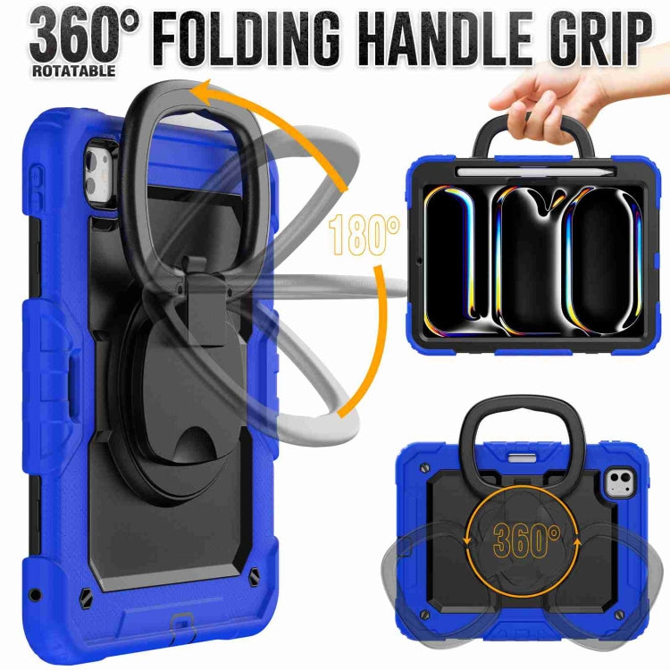 For iPad Pro 11 2024 Handle Silicone Hydric PC Tablet Case with Shoulder Strap(Dark Blue) - iPad Pro 11 2024 Cases by PMC TechLife | Online Shopping South Africa | PMC TechLife | Buy Now Pay Later Mobicred