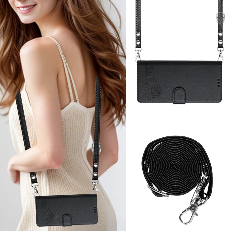 For Ulefone Note 14 Cat Rat Embossed Pattern RFID Leather Phone Case with Lanyard(Black) - Ulefone Cases by PMC Jewellery | Online Shopping South Africa | PMC Jewellery | Buy Now Pay Later Mobicred