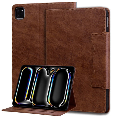 For iPad Pro 13 2024 Cat Buckle Leather Smart Tablet Case(Brown) - iPad Pro 13 2024 Cases by PMC Jewellery | Online Shopping South Africa | PMC Jewellery | Buy Now Pay Later Mobicred