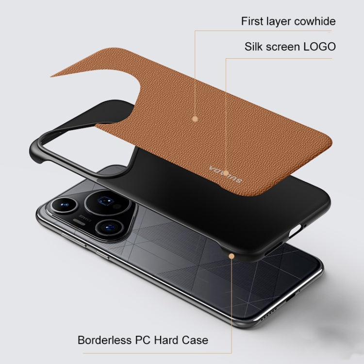 For Huawei Pura 70 Ultra SULADA Frameless Top Layer Cowhide Leather + PC Phone Case(Brown) - Huawei Cases by SULADA | Online Shopping South Africa | PMC Jewellery | Buy Now Pay Later Mobicred