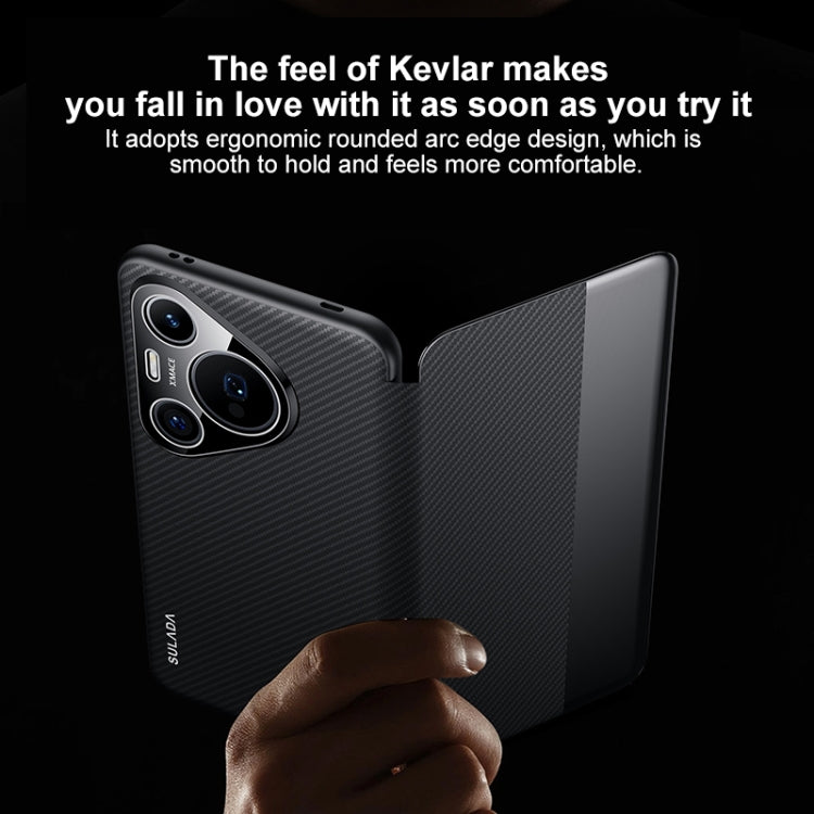 For Huawei Pura 70 SULADA Kevlar 600D Texture Smart Window Leather Phone Case(Black) - free shipping - PMC Jewellery - Order now!