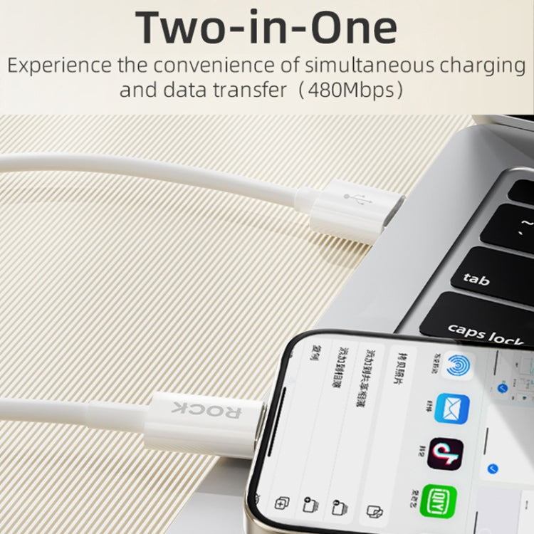 ROCK P8 Prime Series 1m USB Fast Charging Data Cable, Interface:2.4A 8 Pin(White) - Normal Style Cable by ROCK | Online Shopping South Africa | PMC Jewellery | Buy Now Pay Later Mobicred