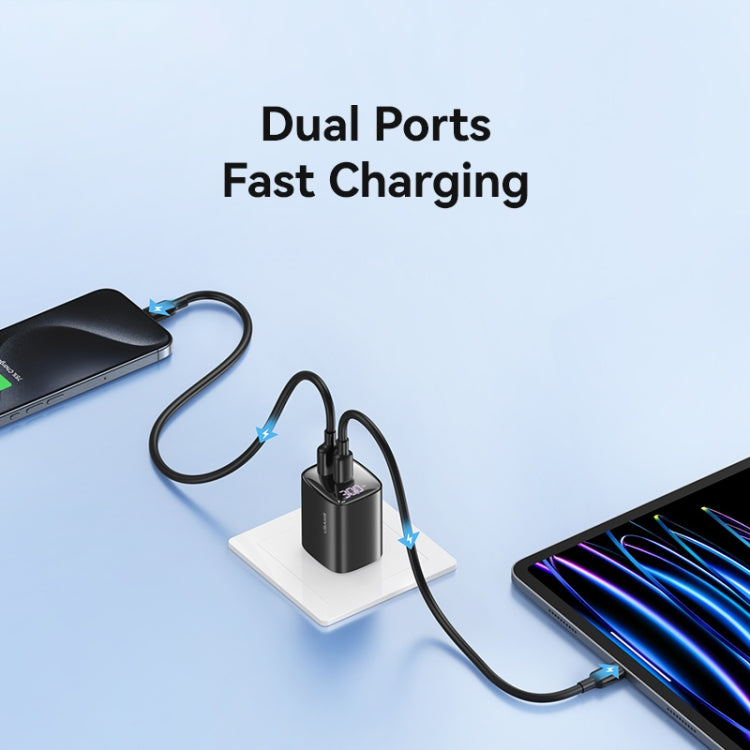 USAMS CC230 30W USB+USB-C / Type-C Dual Port GaN Digital Display Charger, Specifications: US Plug(White) - USB Charger by USAMS | Online Shopping South Africa | PMC Jewellery | Buy Now Pay Later Mobicred