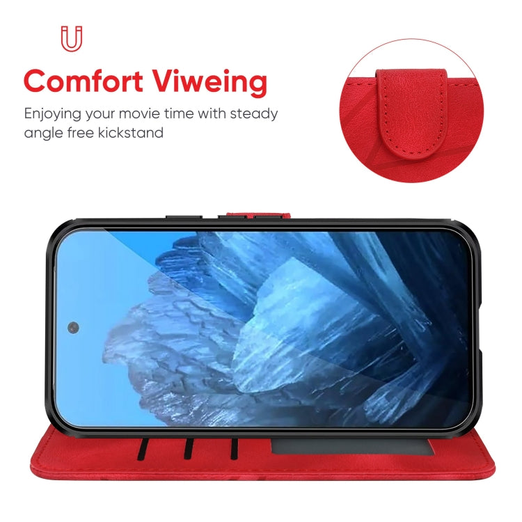 For Google Pixel 9 / 9 Pro Skin Feel Geometric Lines Leather Phone Case(Red) - Google Cases by PMC TechLife | Online Shopping South Africa | PMC TechLife | Buy Now Pay Later Mobicred
