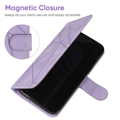 For Google Pixel 9 Pro XL Skin Feel Geometric Lines Leather Phone Case(Purple) - Google Cases by PMC Jewellery | Online Shopping South Africa | PMC Jewellery | Buy Now Pay Later Mobicred