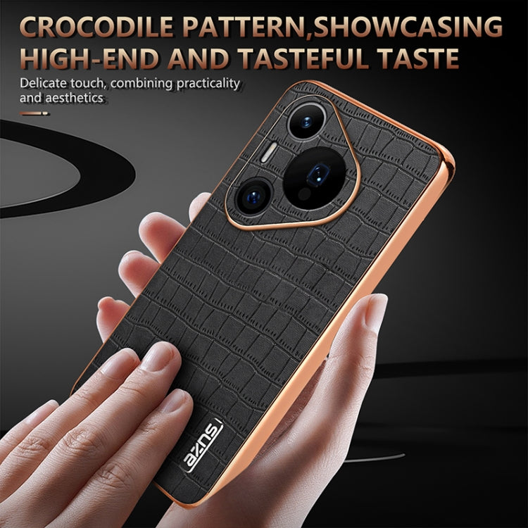 For Huawei Pura 70 Pro / 70 Pro+ AZNS Electroplated Frame Crocodile Texture Full Coverage Phone Case(Blue) - Huawei Cases by AZNS | Online Shopping South Africa | PMC Jewellery | Buy Now Pay Later Mobicred