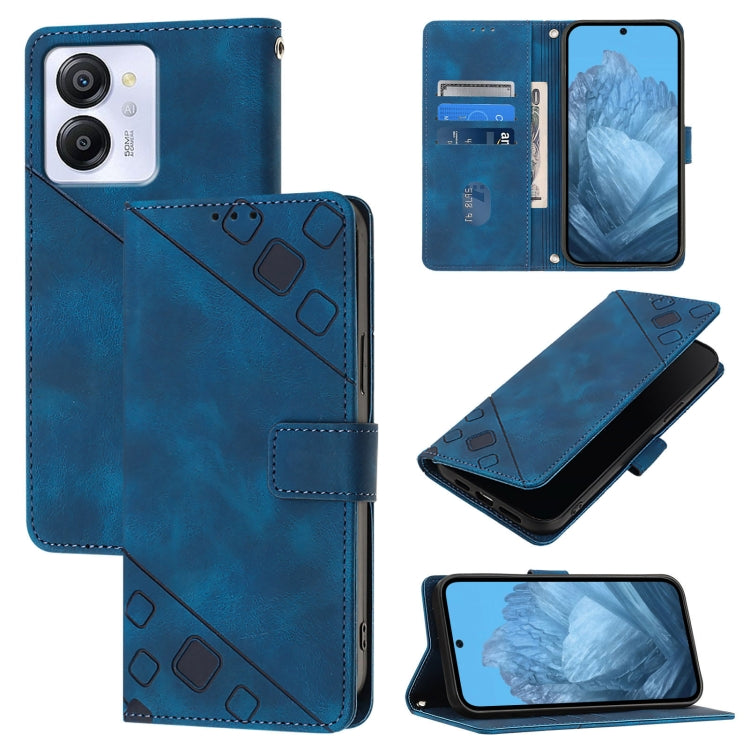For Blackview Color 8 Skin Feel Embossed Leather Phone Case(Blue) - More Brand by PMC Jewellery | Online Shopping South Africa | PMC Jewellery | Buy Now Pay Later Mobicred