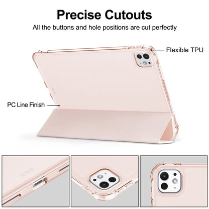For iPad Pro 11 2024 Tri-fold Holder TPU Cover Frosted Leather Smart Tablet Case withh Pen Slot(Rose Gold) - iPad Pro 11 2024 Cases by PMC Jewellery | Online Shopping South Africa | PMC Jewellery | Buy Now Pay Later Mobicred