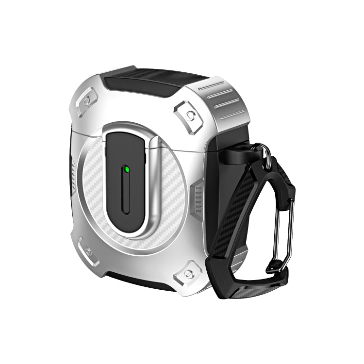For AirPods 2 / 1 Lock Shockproof Bluetooth Earphone Protective Case(Black Silver) - For AirPods 1/2 by PMC Jewellery | Online Shopping South Africa | PMC Jewellery | Buy Now Pay Later Mobicred