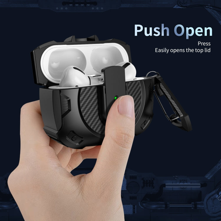 For AirPods Pro Lock Shockproof Bluetooth Earphone Protective Case(Black Silver) - For AirPods Pro by PMC Jewellery | Online Shopping South Africa | PMC Jewellery | Buy Now Pay Later Mobicred