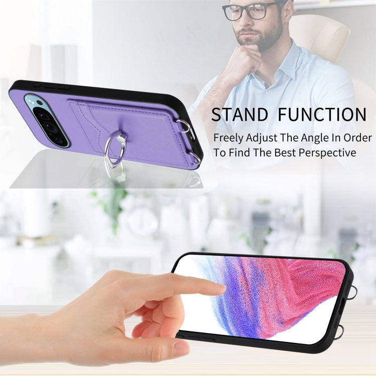 For Google Pixel 9 / 9 Pro R20 Ring Card Holder Phone Case(Purple) - Google Cases by PMC Jewellery | Online Shopping South Africa | PMC Jewellery | Buy Now Pay Later Mobicred