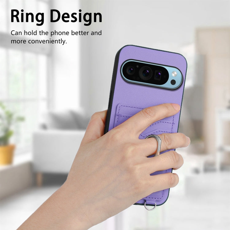 For Google Pixel 9 Pro XL R20 Ring Card Holder Phone Case(Purple) - Google Cases by PMC Jewellery | Online Shopping South Africa | PMC Jewellery | Buy Now Pay Later Mobicred