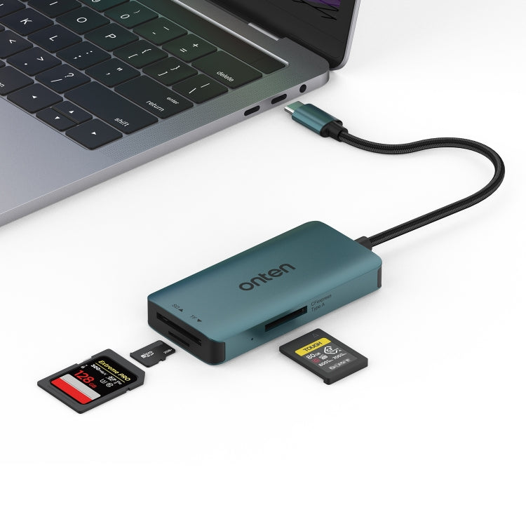 Onten C12 3 in 1 USB-C / Type-C to CFepress Type-A & SD & TF Card Reader(Pine Green) - Card Reader by Onten | Online Shopping South Africa | PMC Jewellery | Buy Now Pay Later Mobicred