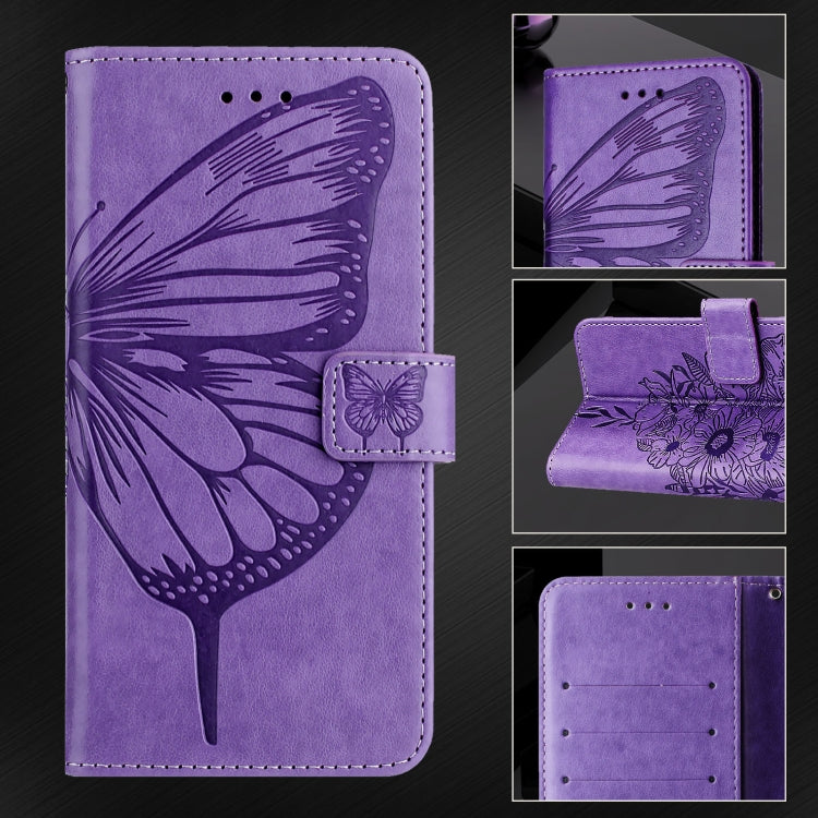 For Blackview A52 Embossed Butterfly Leather Phone Case(Purple) - More Brand by PMC Jewellery | Online Shopping South Africa | PMC Jewellery | Buy Now Pay Later Mobicred