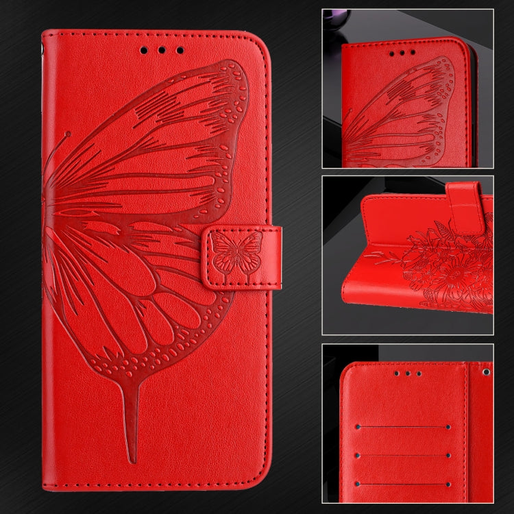 For Blackview A52 Embossed Butterfly Leather Phone Case(Red) - More Brand by PMC Jewellery | Online Shopping South Africa | PMC Jewellery | Buy Now Pay Later Mobicred