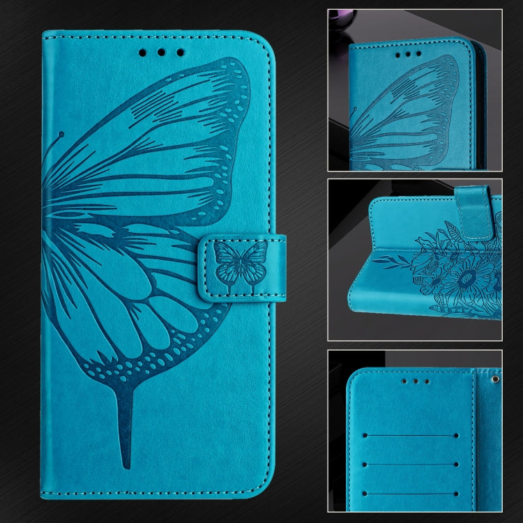 For Blackview A52 Embossed Butterfly Leather Phone Case(Blue) - More Brand by PMC TechLife | Online Shopping South Africa | PMC TechLife | Buy Now Pay Later Mobicred