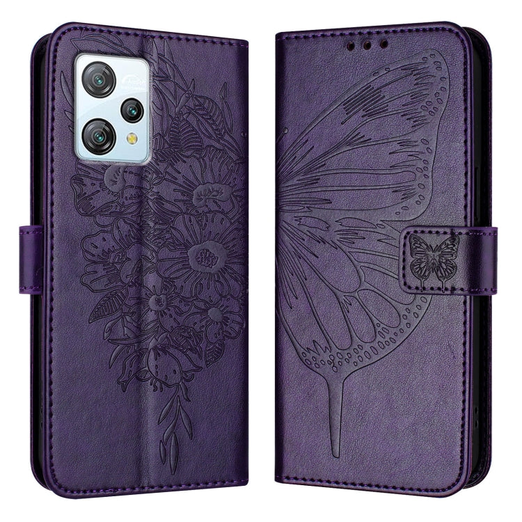 For Blackview A53 Embossed Butterfly Leather Phone Case(Dark Purple) - More Brand by PMC TechLife | Online Shopping South Africa | PMC TechLife | Buy Now Pay Later Mobicred
