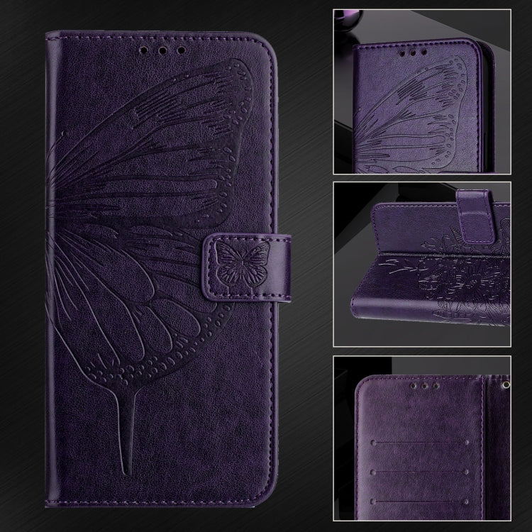 For Blackview A53 Embossed Butterfly Leather Phone Case(Dark Purple) - More Brand by PMC TechLife | Online Shopping South Africa | PMC TechLife | Buy Now Pay Later Mobicred