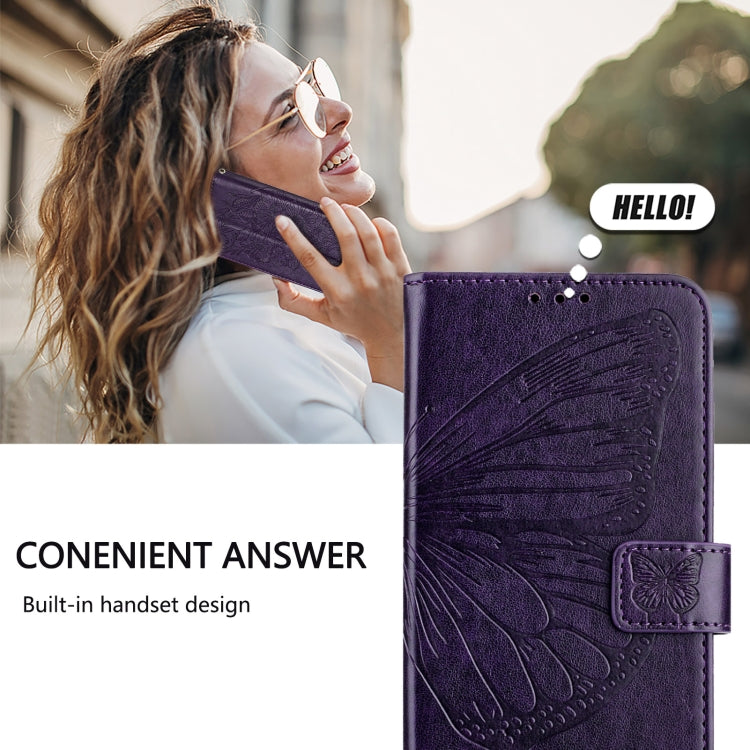 For Blackview A53 Embossed Butterfly Leather Phone Case(Dark Purple) - More Brand by PMC TechLife | Online Shopping South Africa | PMC TechLife | Buy Now Pay Later Mobicred