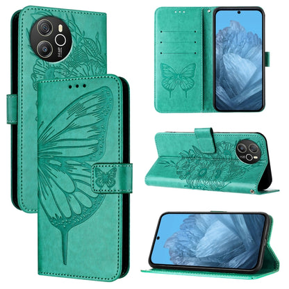 For Blackview Shark 8 Embossed Butterfly Leather Phone Case(Green) - More Brand by PMC Jewellery | Online Shopping South Africa | PMC Jewellery | Buy Now Pay Later Mobicred