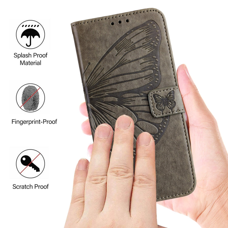 For Blackview Wave 6C Embossed Butterfly Leather Phone Case(Grey) - More Brand by PMC Jewellery | Online Shopping South Africa | PMC Jewellery | Buy Now Pay Later Mobicred