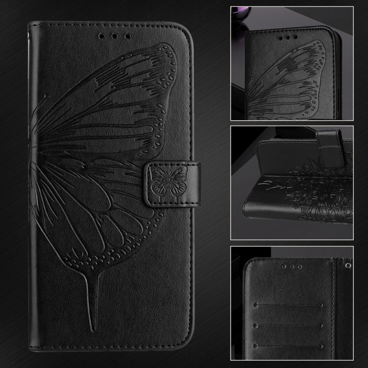 For Blackview Wave 6C Embossed Butterfly Leather Phone Case(Black) - More Brand by PMC Jewellery | Online Shopping South Africa | PMC Jewellery | Buy Now Pay Later Mobicred