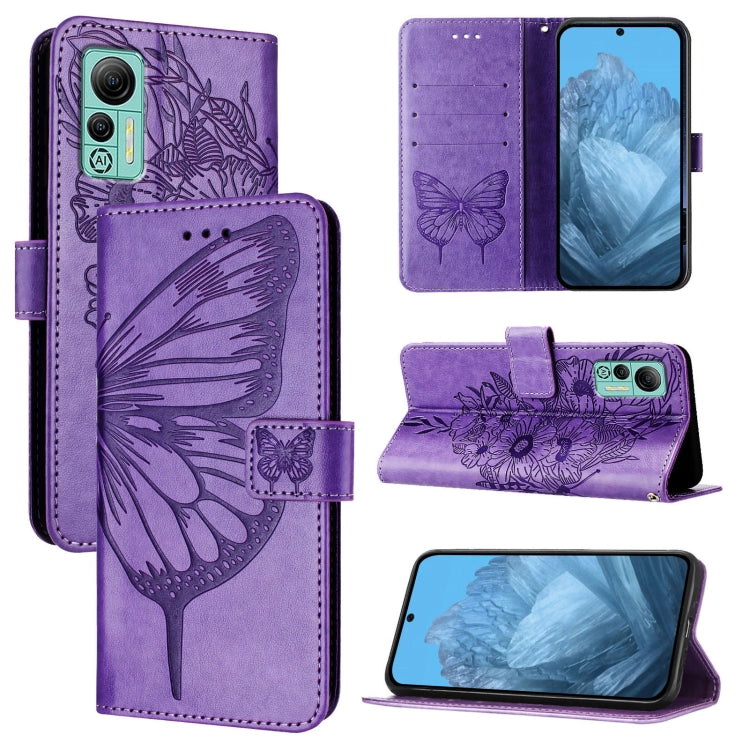 For Ulefone Note 14 Embossed Butterfly Leather Phone Case(Purple) - Ulefone Cases by PMC Jewellery | Online Shopping South Africa | PMC Jewellery | Buy Now Pay Later Mobicred