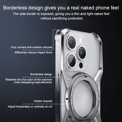 For iPhone 15 Pro Max Aluminum Alloy Frameless 360-Degree Rotating Phone Case(Silver) - iPhone 15 Pro Max Cases by PMC Jewellery | Online Shopping South Africa | PMC Jewellery | Buy Now Pay Later Mobicred