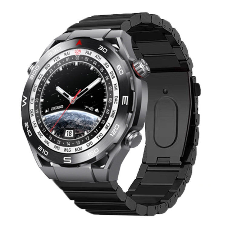 22mm Three Plants Flat Buckle Titanium Alloy Watch Band(Black) - 22mm Bands by PMc TechLife | Online Shopping South Africa | PMc TechLife | Buy Now Pay Later Mobicred