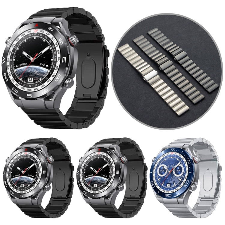 22mm Three Plants Flat Buckle Titanium Alloy Watch Band(Black) - 22mm Bands by PMc TechLife | Online Shopping South Africa | PMc TechLife | Buy Now Pay Later Mobicred