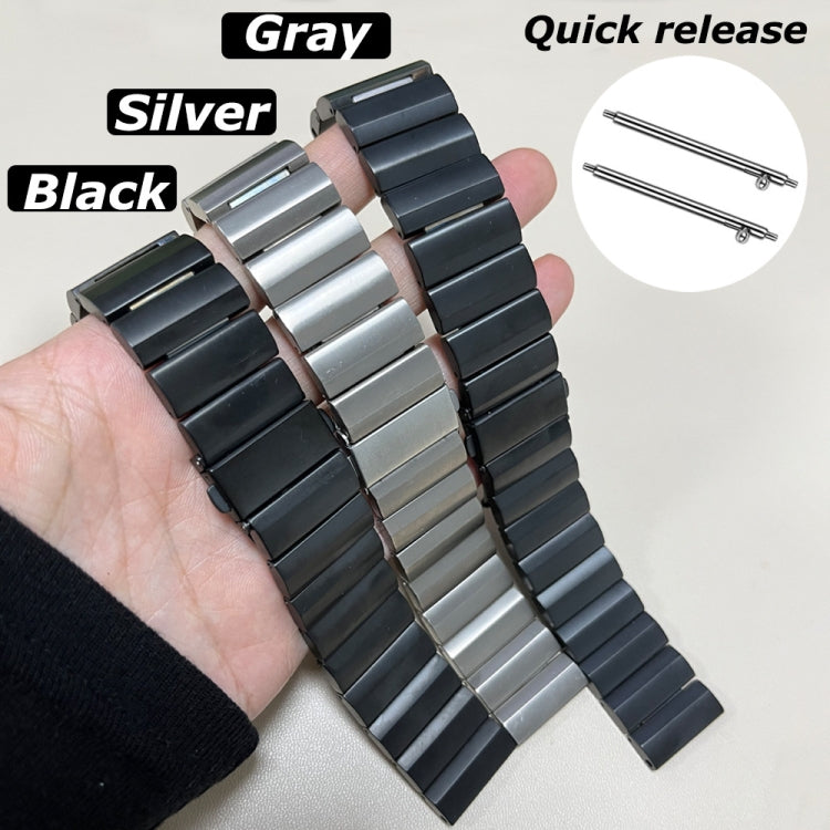 22mm Three Plants Flat Buckle Titanium Alloy Watch Band(Black) - 22mm Bands by PMc TechLife | Online Shopping South Africa | PMc TechLife | Buy Now Pay Later Mobicred