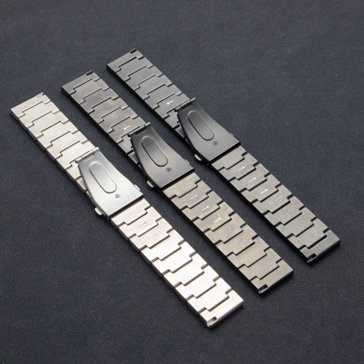22mm Three Plants Flat Buckle Titanium Alloy Watch Band(Black) - 22mm Bands by PMc TechLife | Online Shopping South Africa | PMc TechLife | Buy Now Pay Later Mobicred