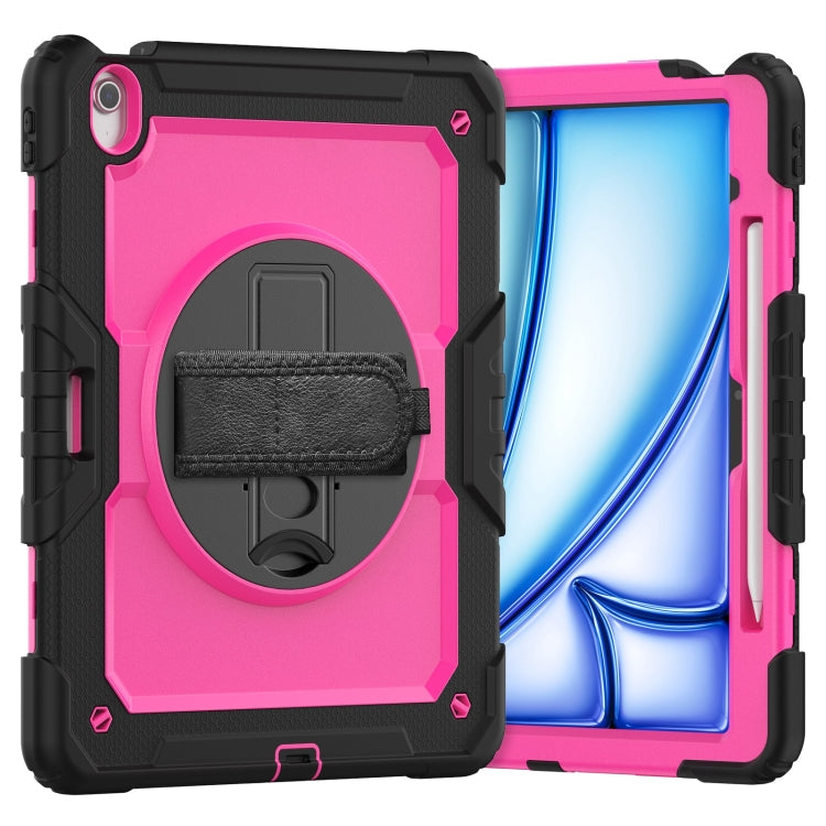For iPad Air 13 2024 Silicone Hybrid PC Tablet Case with Shoulder Strap(Rose Red + Black) - iPad Air 13 2024 Cases by PMC Jewellery | Online Shopping South Africa | PMC Jewellery | Buy Now Pay Later Mobicred