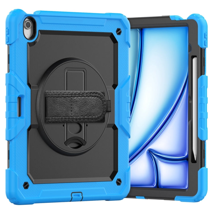 For iPad Air 13 2025 / 2024 Silicone Hybrid PC Tablet Case with Shoulder Strap(Black + Light Blue) - iPad Air 13 2025 / 2024 Cases by PMC Jewellery | Online Shopping South Africa | PMC Jewellery | Buy Now Pay Later Mobicred