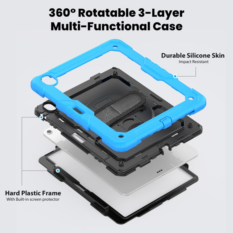 For iPad Air 13 2025 / 2024 Silicone Hybrid PC Tablet Case with Shoulder Strap(Black + Light Blue) - iPad Air 13 2025 / 2024 Cases by PMC TechLife | Online Shopping South Africa | PMC TechLife | Buy Now Pay Later Mobicred