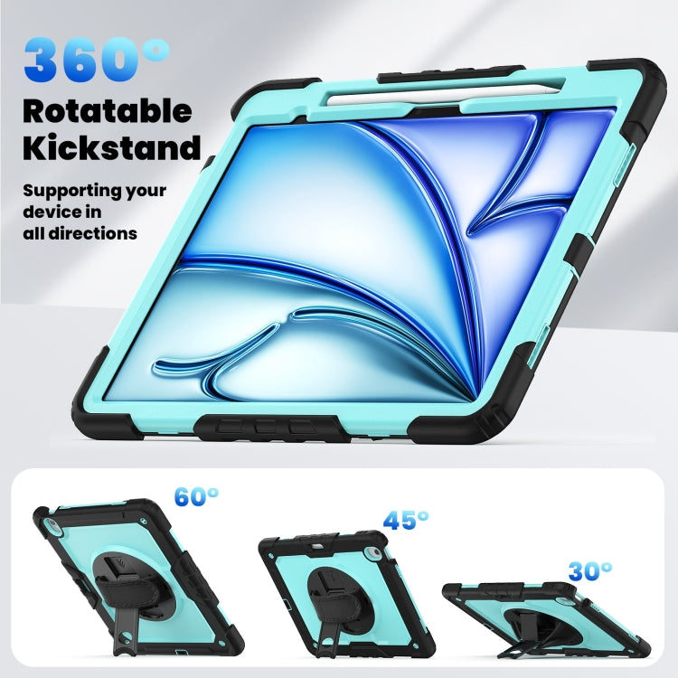 For iPad Air 13 2024 Silicone Hybrid PC Tablet Case with Shoulder Strap(Light Blue + Black) - iPad Air 13 2024 Cases by PMC Jewellery | Online Shopping South Africa | PMC Jewellery | Buy Now Pay Later Mobicred
