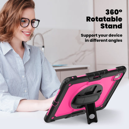 For iPad Pro 13 2024 Silicone Hybrid PC Tablet Case with Shoulder Strap(Rose Red + Black) - iPad Pro 13 2024 Cases by PMC Jewellery | Online Shopping South Africa | PMC Jewellery | Buy Now Pay Later Mobicred