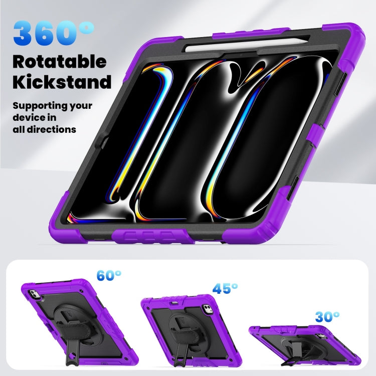 For iPad Pro 13 2024 Silicone Hybrid PC Tablet Case with Shoulder Strap(Purple) - iPad Pro 13 2024 Cases by PMC TechLife | Online Shopping South Africa | PMC TechLife | Buy Now Pay Later Mobicred