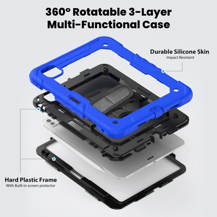 For iPad Pro 11 2024 Silicone Hybrid PC Tablet Case with Shoulder Strap(Black + Dark Blue) - iPad Pro 11 2024 Cases by PMC TechLife | Online Shopping South Africa | PMC TechLife | Buy Now Pay Later Mobicred