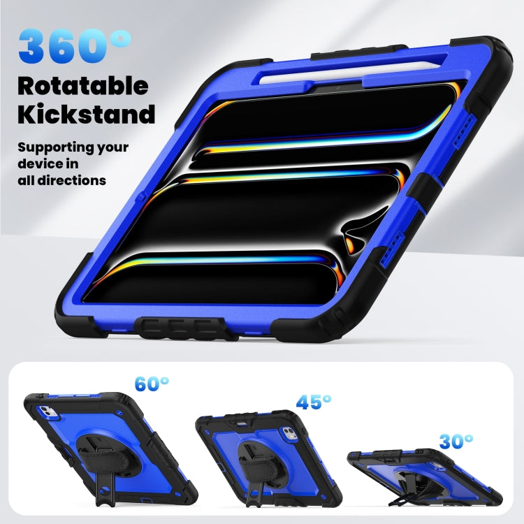 For iPad Pro 11 2024 Silicone Hybrid PC Tablet Case with Shoulder Strap(Dark Blue + Black) - iPad Pro 11 2024 Cases by PMC TechLife | Online Shopping South Africa | PMC TechLife | Buy Now Pay Later Mobicred