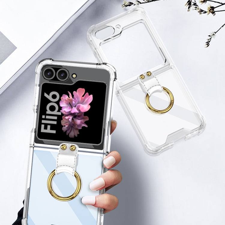 For Samsung Galaxy Z Flip6 GKK Airbag Ring Full Coverage Phone Case with Tempered Film(Transparent) - Galaxy Z Flip6 5G Cases by GKK | Online Shopping South Africa | PMC Jewellery | Buy Now Pay Later Mobicred