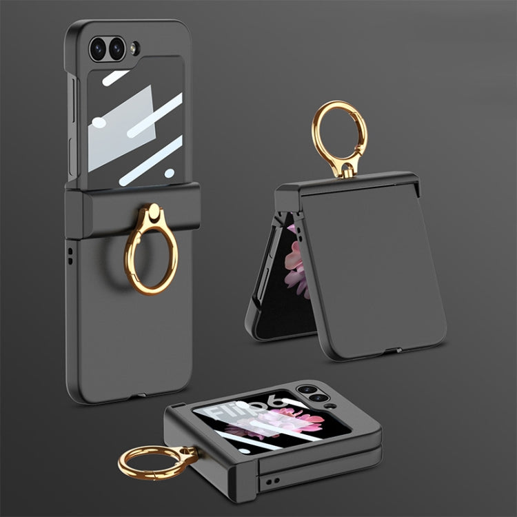 For Samsung Galaxy Z Flip6 GKK Integrated Ultra-thin Hinge Full Coverage Phone Case with Ring(Black) - Galaxy Z Flip6 5G Cases by GKK | Online Shopping South Africa | PMC Jewellery | Buy Now Pay Later Mobicred