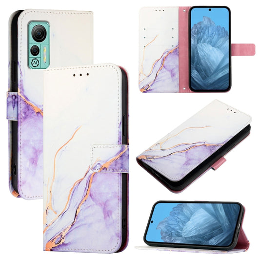 For Ulefone Note 14 PT003 Marble Pattern Flip Leather Phone Case(White Purple) - Ulefone Cases by PMC Jewellery | Online Shopping South Africa | PMC Jewellery | Buy Now Pay Later Mobicred